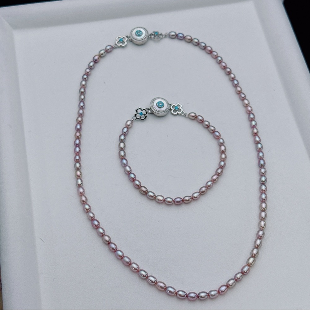 X782 Handmade High Quality Freshwater Baby Pearl Necklace Bracelet Set - Picture 2 of 8